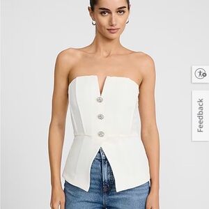 Express V-Neck Corset Novelty Button Cutaway Tailored Tube Top